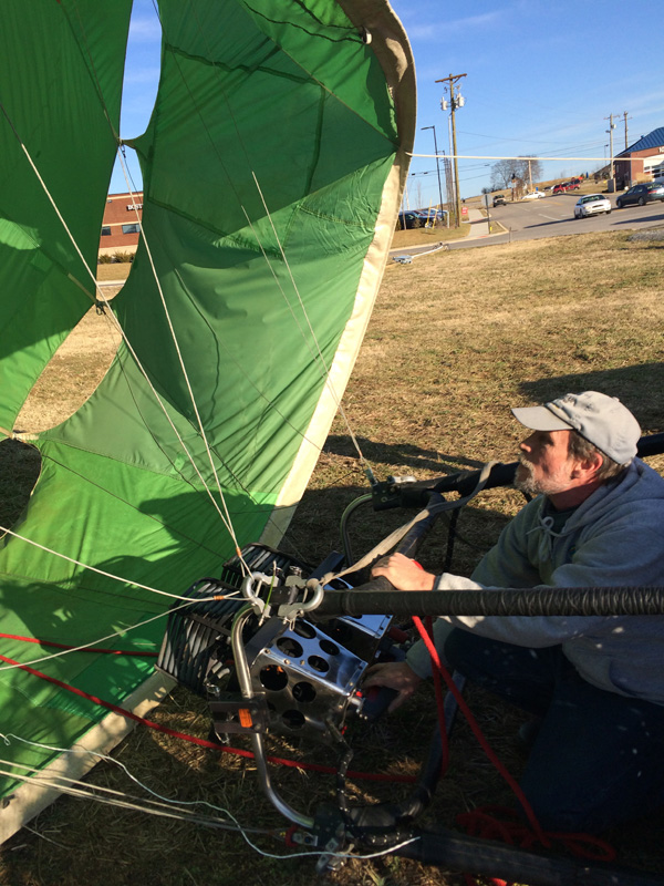 Bob about to go hot and inflate the balloon