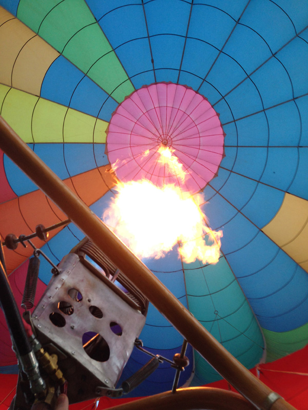 The burner flame as seen during the flight