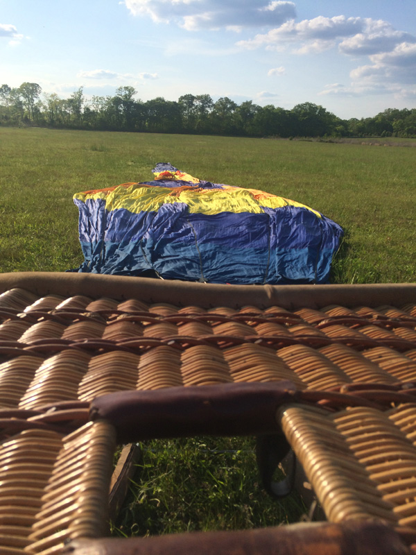 The basket and balloon stretched out before inflation